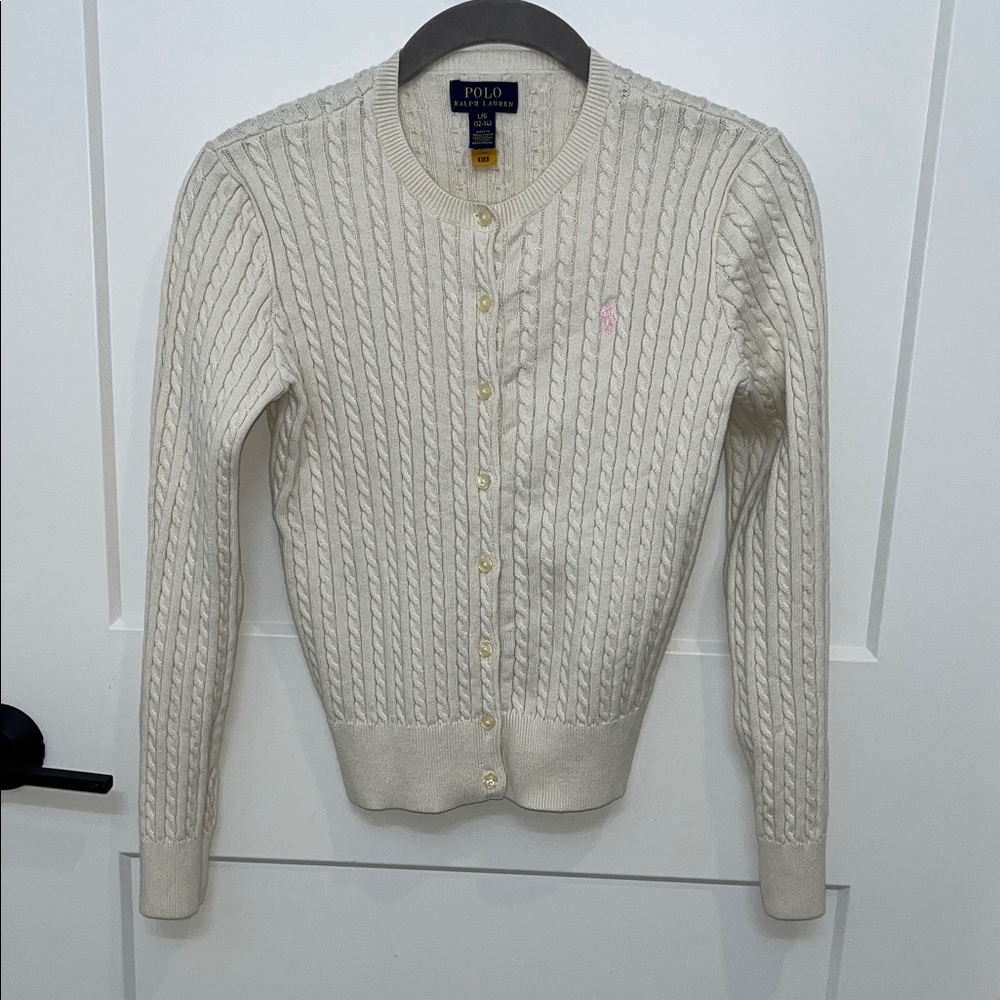 Polo Ralph Lauren Cream Cable Knit Cardigan Large